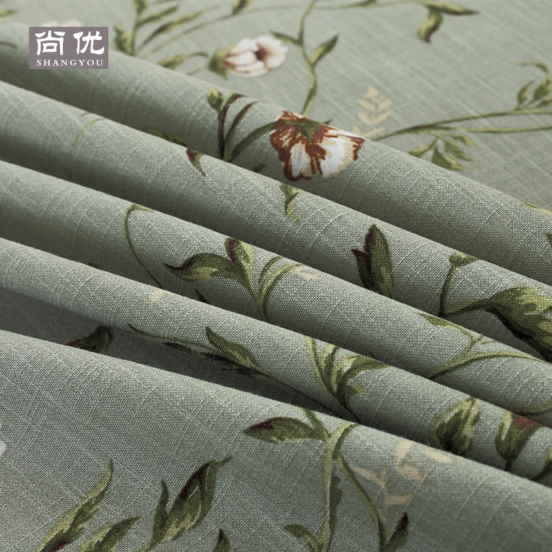 Зеленая льняная Цветочная Ткань Скатерть для обеденного сада Красивая