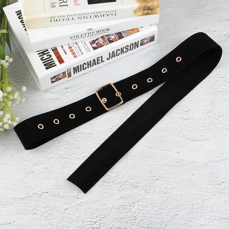 Square buckle Длинный бархатный тканевый ремень, женский пояс, черный пояс, Красное золото, квадратное украшение для пряжек, пальто, пояс для свитера, уплотнение талии FF73 - Цвет: Square buckle