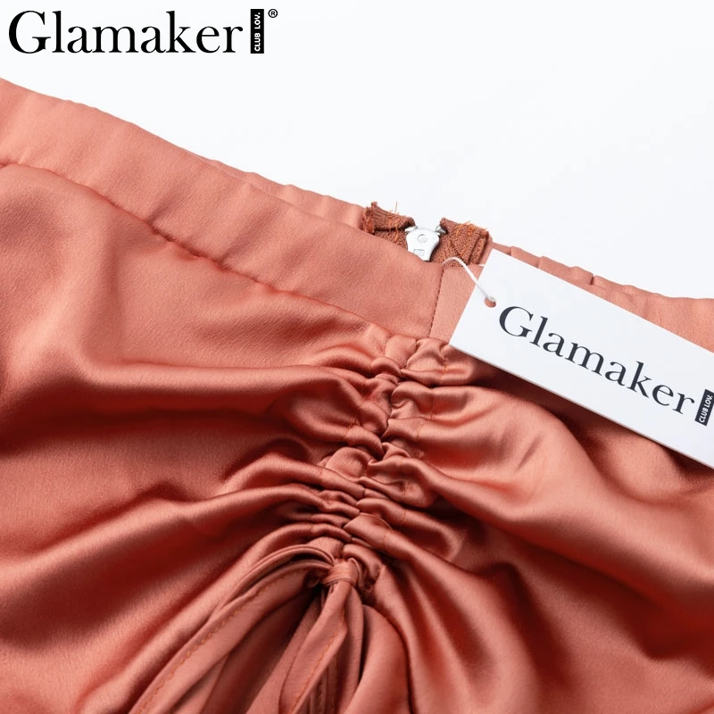 Glamaker Drawstring ruffle с открытыми плечами блузка рубашка женская сексуальное, рукав-фонарик вечерние обрезанный женский топ летняя уличная трубка топ