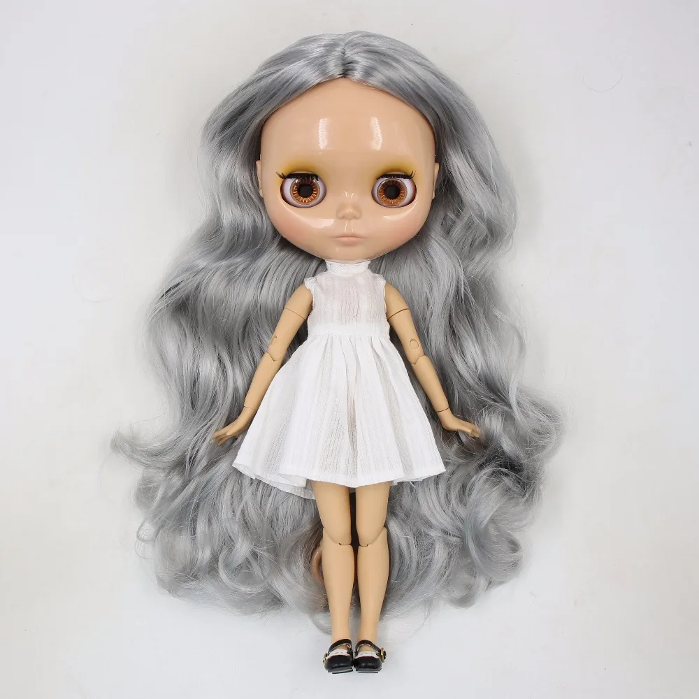 Ледяная кукла DBS Blyth седые волосы без челки желто коричневый кожный сустав 1/6 bjd 30