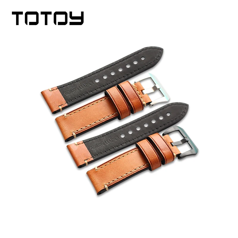 TOTOY итальянский оранжевый ремешок из телячьей кожи мужская обувь ручной работы из натуральной кожи ремешок для часов 18/20/22/23/24/26 мм, часы с кожаным ремешком Accessries