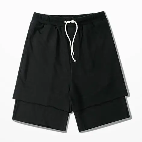 Black Поддельные из двух частей короткие брюки мужские черные зеленые дышащие шорты для бега мужские хип-хоп High Street Dark Souls Комбинезоны Шорты - Цвет: Black