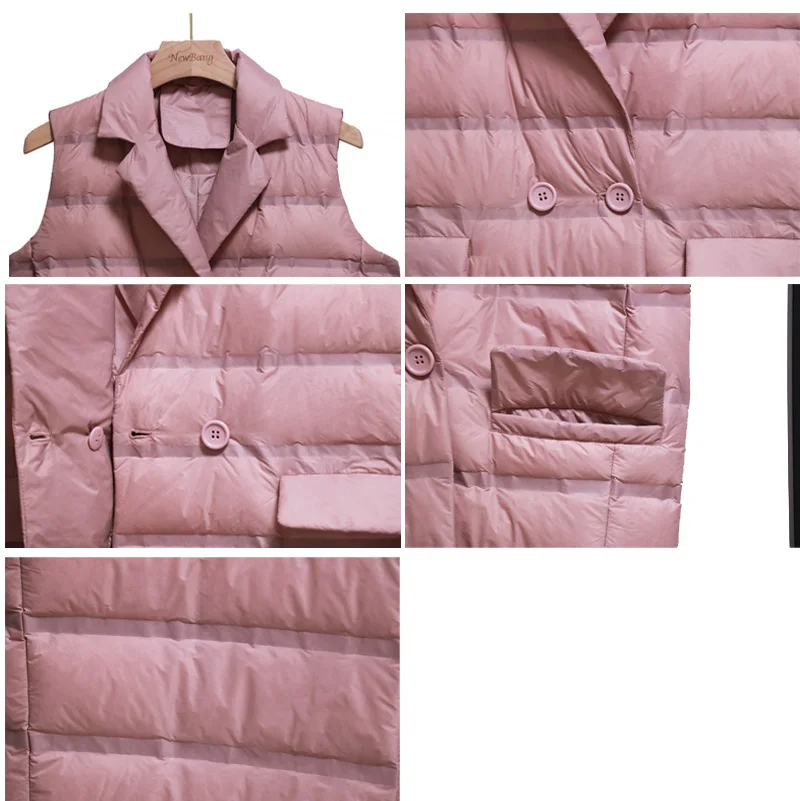 Длинный жилет NewBang M L XL Женский пуховик светильник теплые уличные жилеты с
