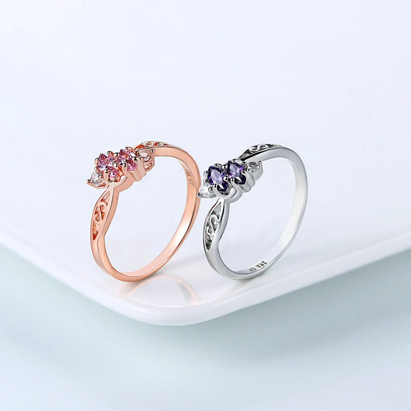 Новое поступление кольцо для женщин Элегантный стиль 3 цвета CZ Кристалл полый