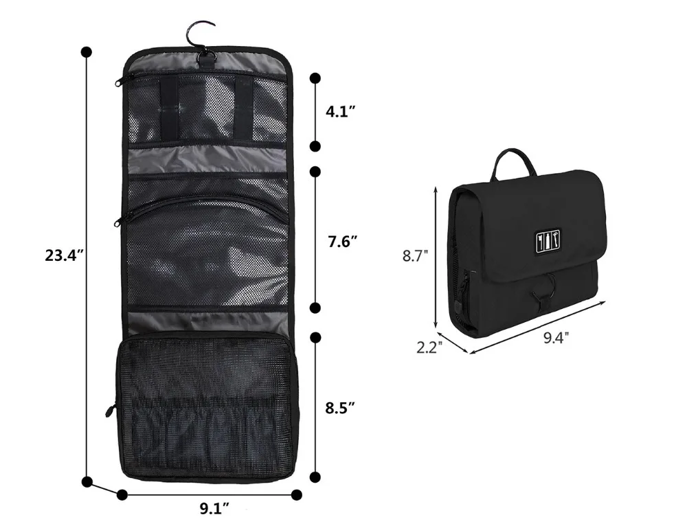 BAGSMART женский макияж организатор путешествия первой необходимости для Для женщин несессер черный, красный косметический портативный мешок путешествия необходимо