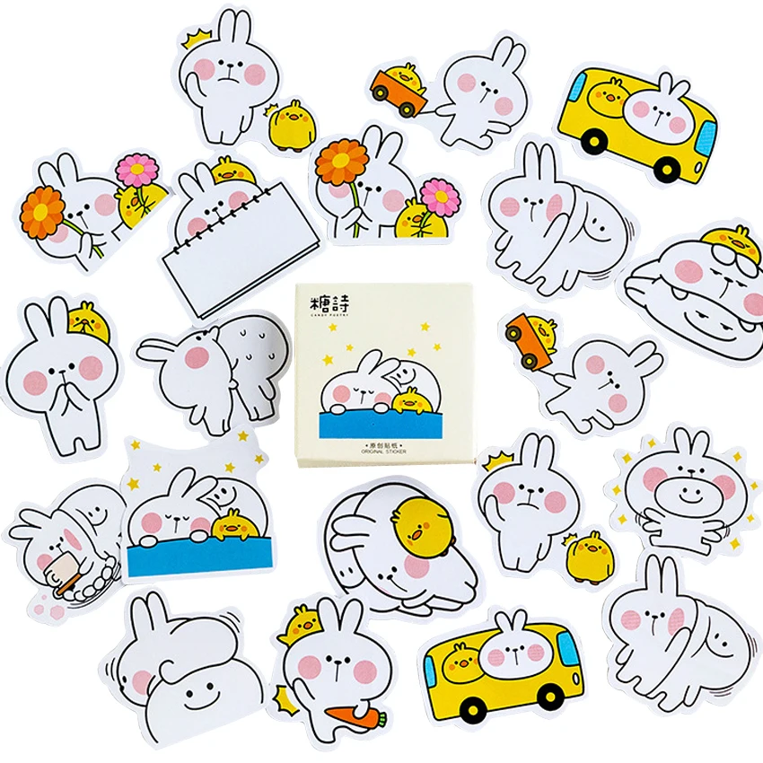 45 шт./упак. прыжки кролик в коробке стикер Kawaii мультфильм маленький стационарный