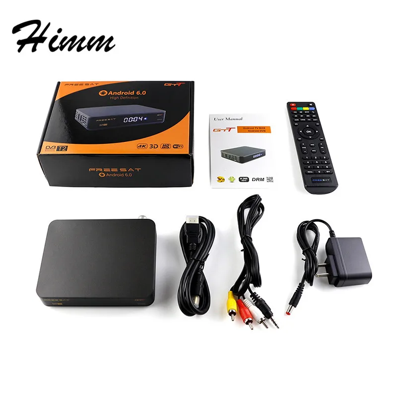 Оригинал FREESAT GTT Android 6.0 TV BOX + DVB T/T2/Кабель Smart S905D 1 ГБ RAM 8 ROM встроенный wi fi КОДИ