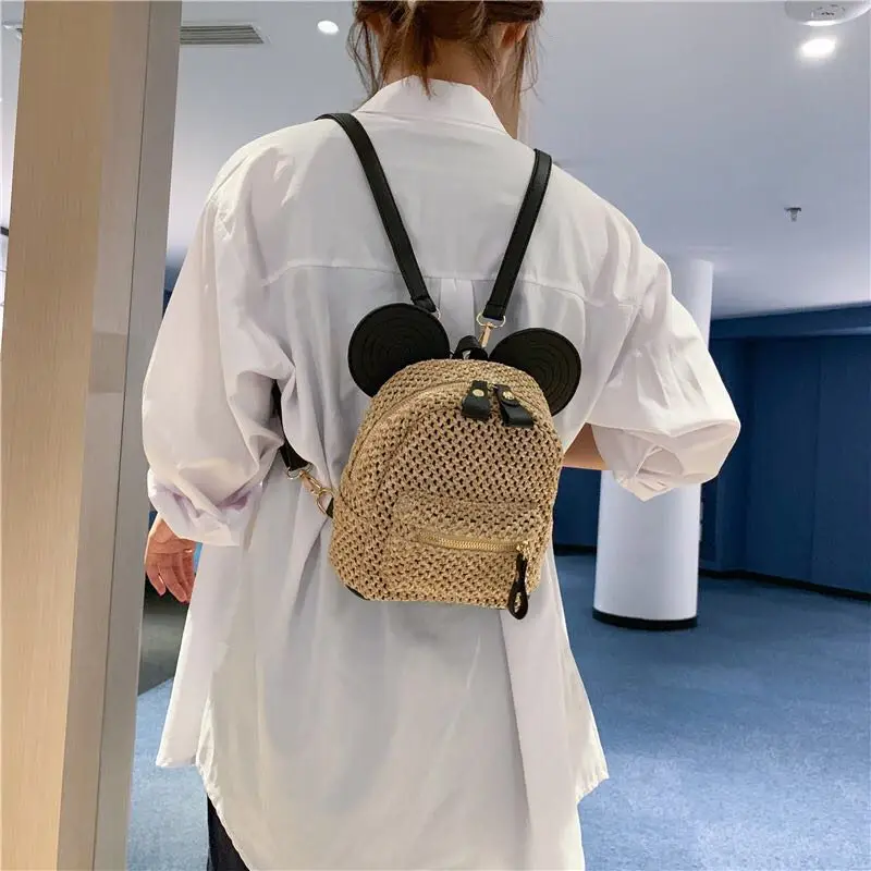 Соломенная Сумка новинка Женский тканый рюкзак сумка из ротанга для колледжа