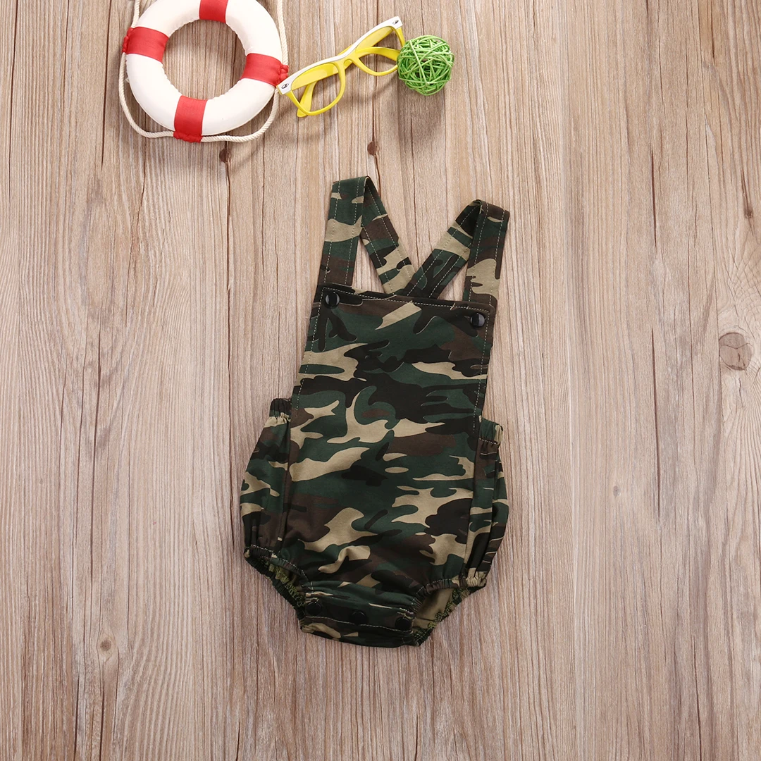Камуфляжный комбинезон для новорожденных без рукавов|baby camouflage romper|romper clotheskids rompers