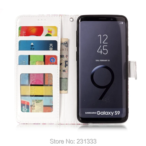 C-KU Cartoon OWL Oil Wallet Leather Pouch Case For Samsung Galaxy S9 PLUS Flower Skull Tiger TPU ID Card Stand Skin Fashion 1PCS | Мобильные