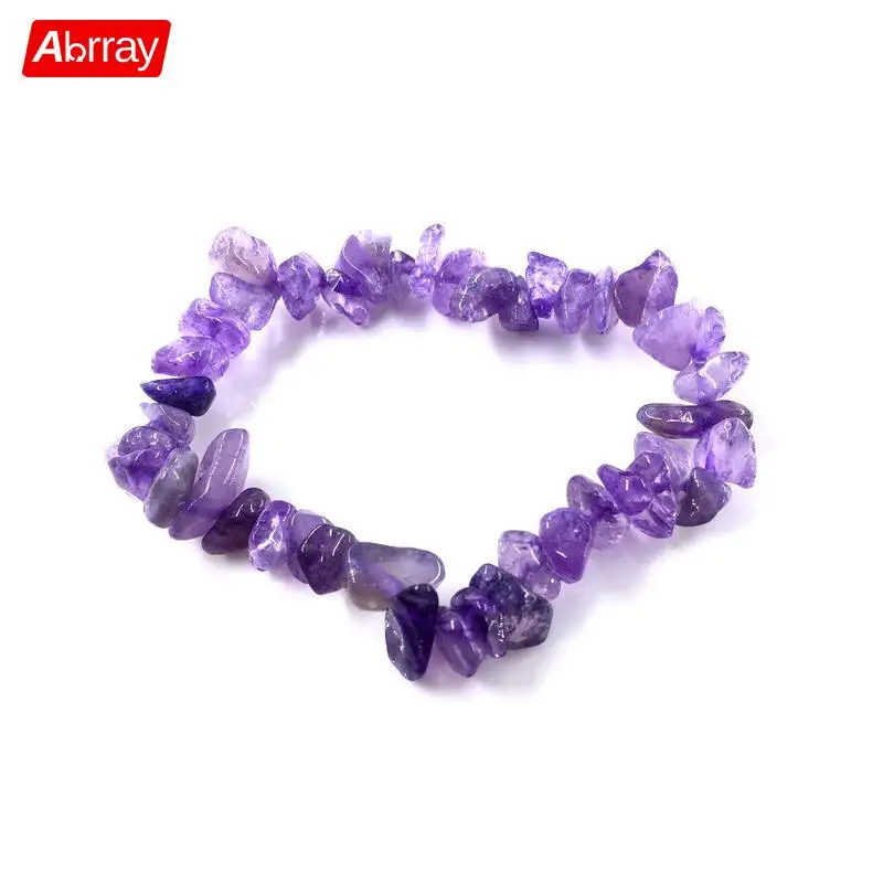 Abrray природный гравий браслет для женщин розовый эластичный шарм браслеты