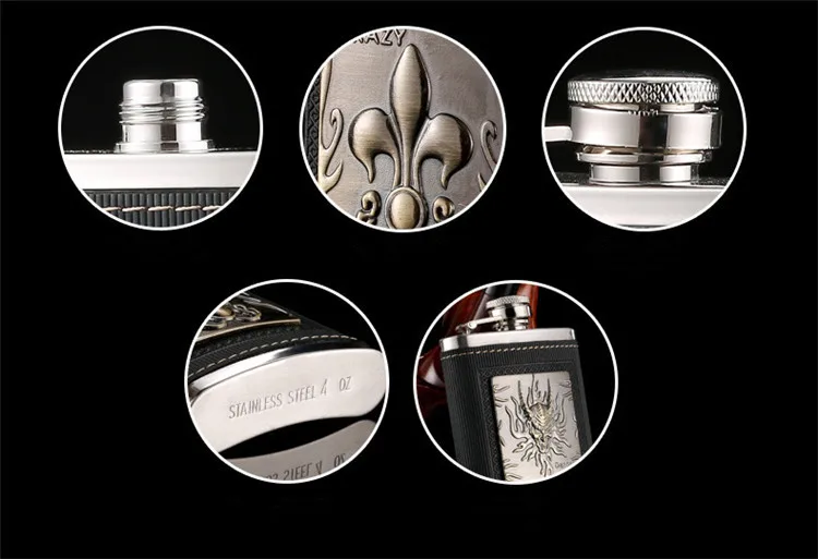 Mini 4oz Portable Stainless Steel Whisky Hip Flask Set Metal Funnel Alcohol matara Classic Avatar Design Best Man Gift Package