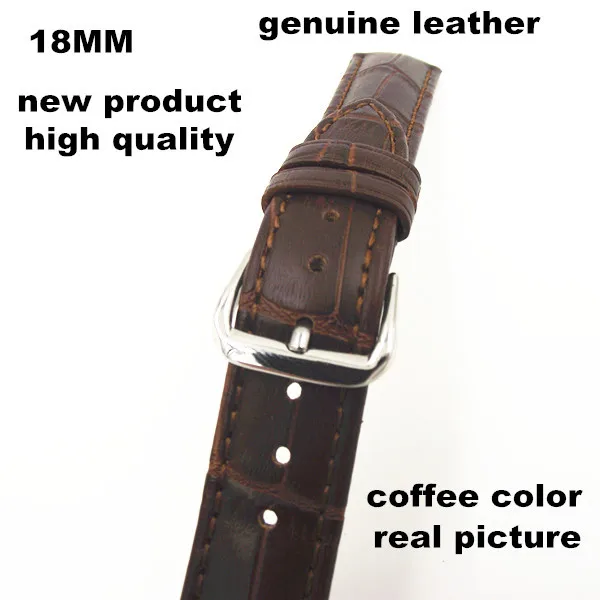 Прибыл 1 шт. 18 мм подлинная коровья кожа часовой браслет часы ремень кофе цвет