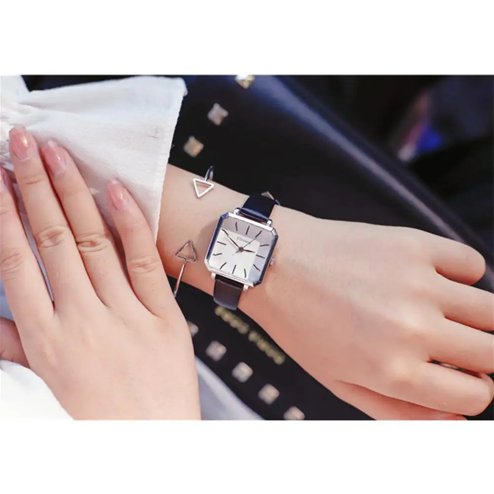 LinTimes Women Wistwatches leather Strap Simple Style Fashion Vintage Square Shape Quartz Watch For Female | Наручные часы