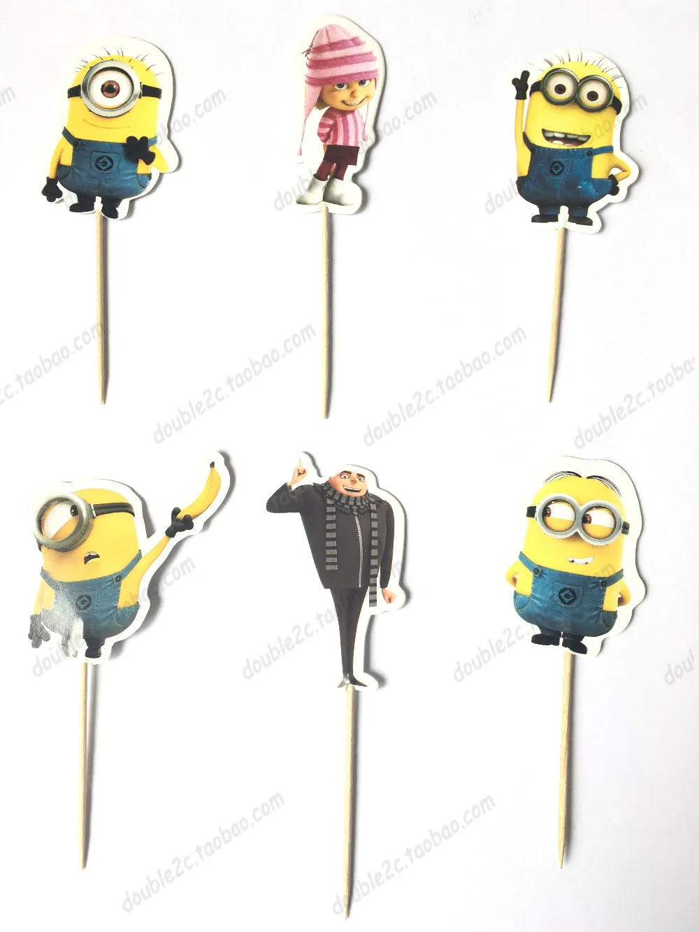 24 шт./лот Гадкий я Cupcake Toppers выборка День рождения Аксессуары детский праздничный