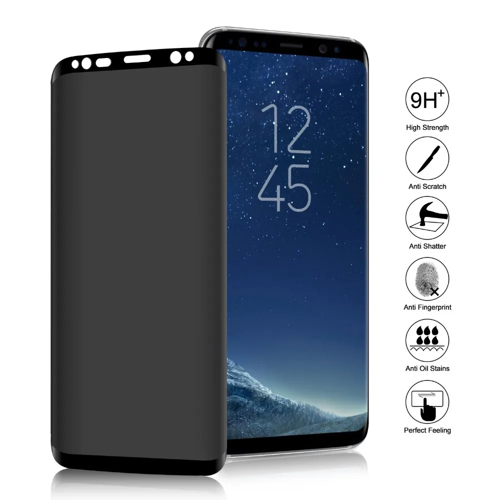3D полное покрытие конфиденциальности антибликовое стекло для SAMSUNG Galaxy note8 note9 S8 S9 PLUS S8 PLUS анти подзорная труба протектор экрана