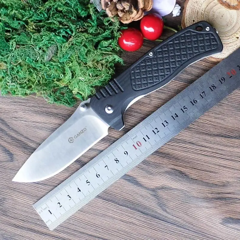 58-60HRC Ganzo G722 440C Лезвие G10 ручка складной нож инструмент для выживания кемпинга охотничий карманный нож тактический edc Открытый инструмент - Цвет: Черный