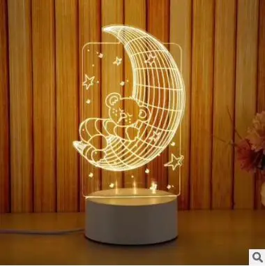 3D светодиодный Настольный светильник Медуза Сова ночной Светильник ABS+ Смола мульти-дизайн лампа для детской спальни - Испускаемый цвет: moon