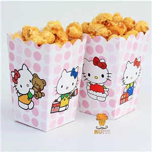 Hello Kitty 12 шт./лот Микки Минни Бэтмен София Мстители Покемон го попкорн Коробка Чехол Подарочная коробка аксессуар для детей на день рождения - Цвет: Hello Kitty
