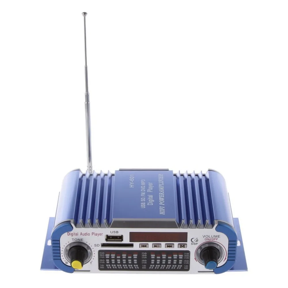 Kentiger HY601 2 Каналы красочный свет автомобиля Усилитель MP3 FM/USB игрока 20 Вт + цифровой
