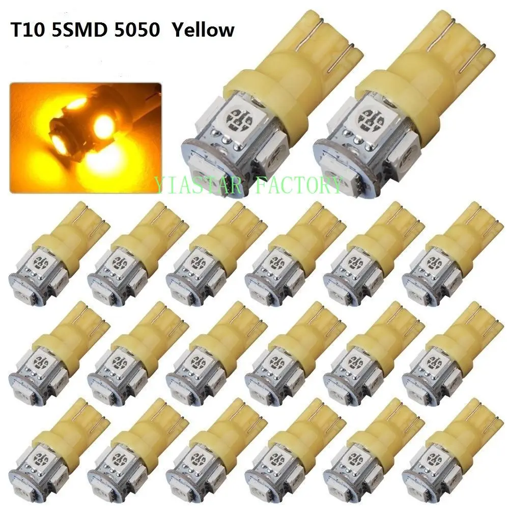 Yiastar 1000 шт./лот автомобиля t10 5led 194 168 192 W5W T10 5smd 5050 супер яркий светодиодный Клин