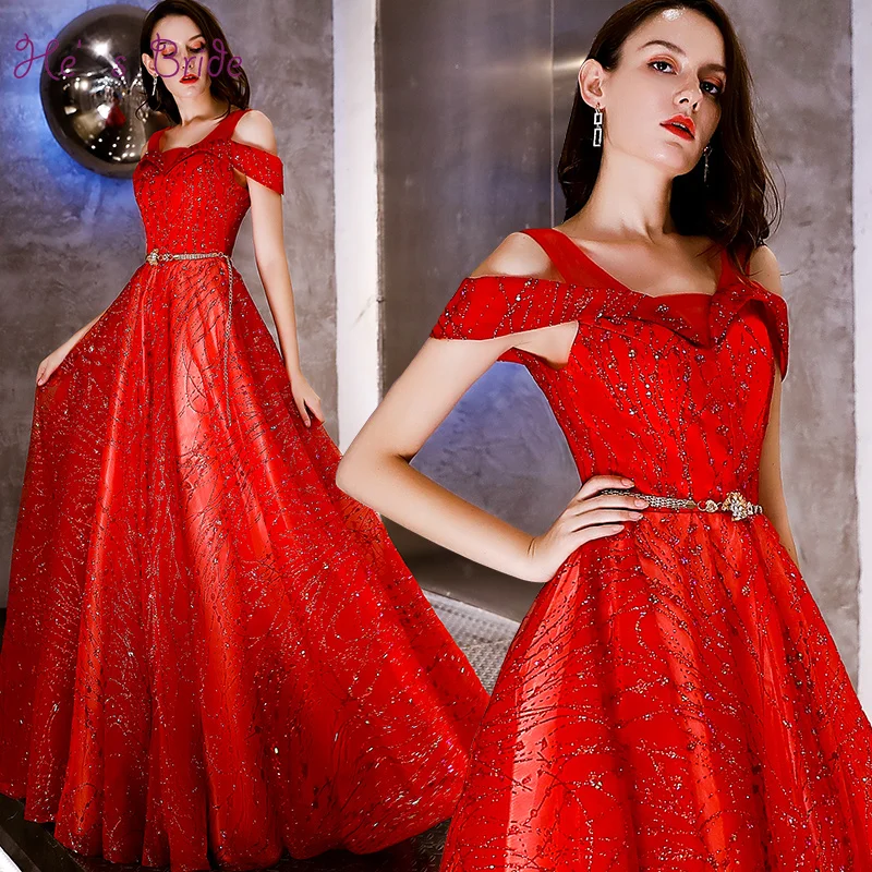 Новое красное платье для невесты He's длинное вечернее длиной до пола со