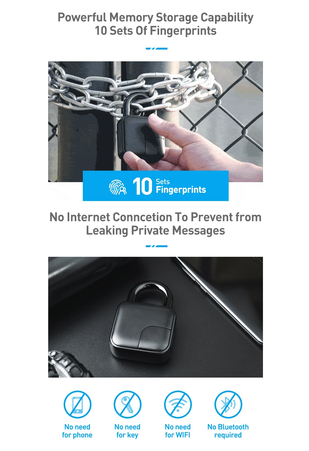 USB Перезаряжаемый смарт-замок без ключа с защитой от отпечатков пальцев IP65 Водонепроницаемый Противоугонный защитный замок для двери чехол для багажа FLL3