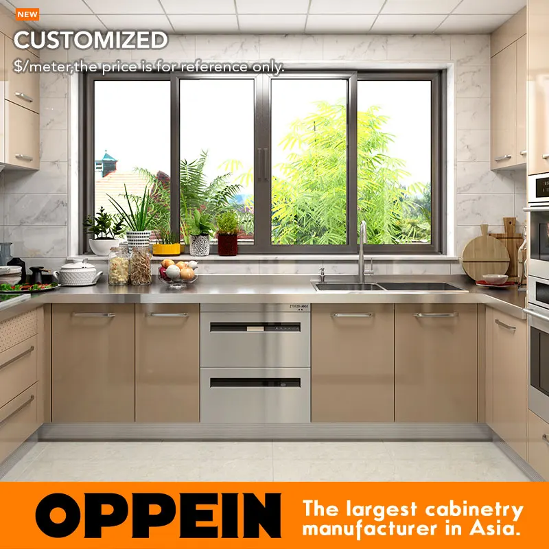 Oppein мокрого и сухого кухонного шкафа из нержавеющей стали с столешницей (OP17-ST02) |