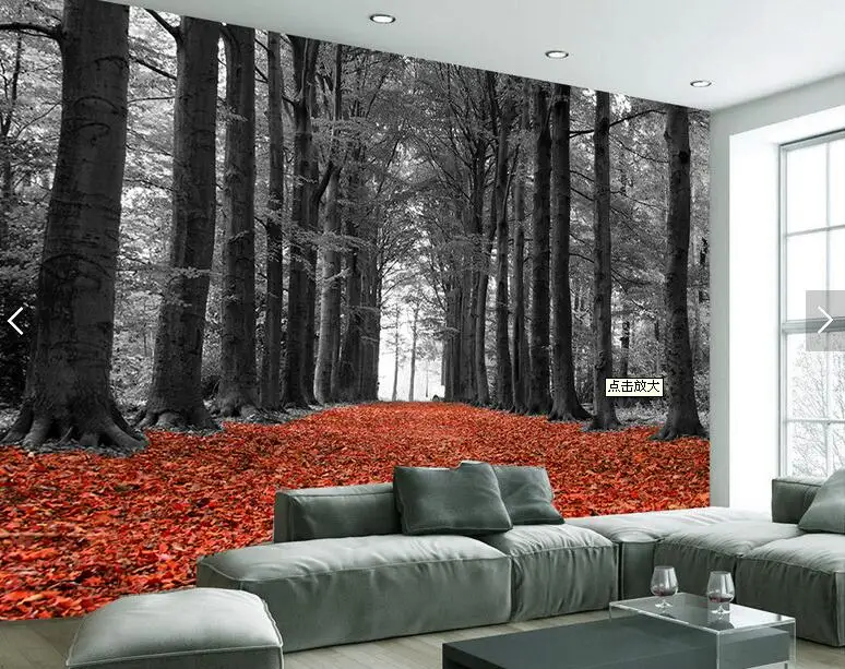 Настенные 3D-обои черного и белого цвета с деревьями рулон современных обоев для