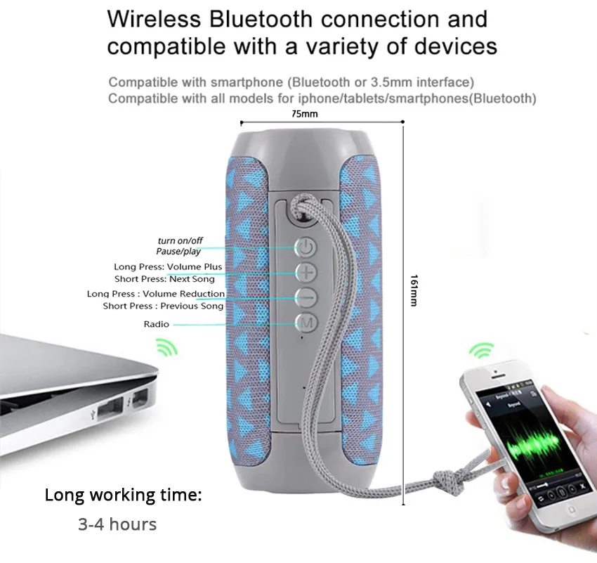 Портативный динамик водонепроницаемый Bluetooth открытый велосипедный сабвуфер бас