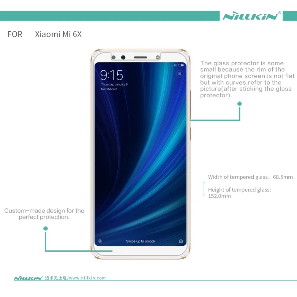Для xiaomi mi 6x закаленное стекло Nillkin Amazing H & + Pro Защита экрана для A2 защитная