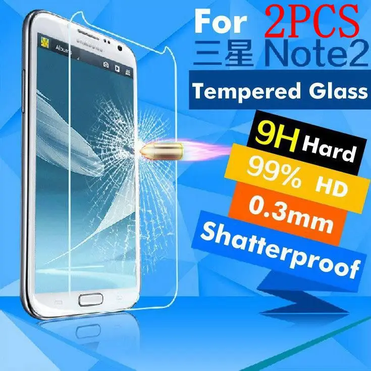 2 шт. закаленное стекло для Samsung Galaxy Note защита экрана Защитная пленка N7100 N7105 Note2