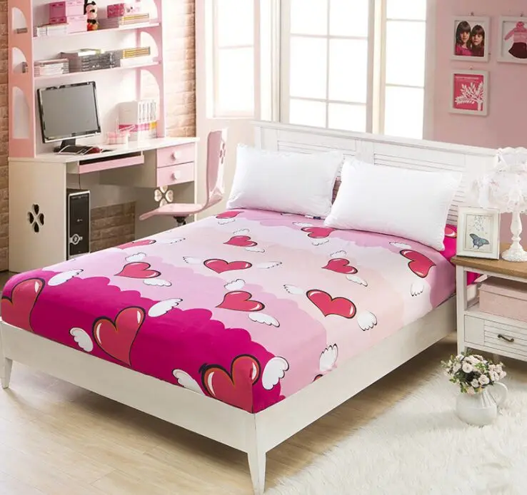 

1pc 100%Polyester Fitted Printed Sheet Mattress Cover Multi Color Bedding Four Corners With Elastic Band Bed Sheet