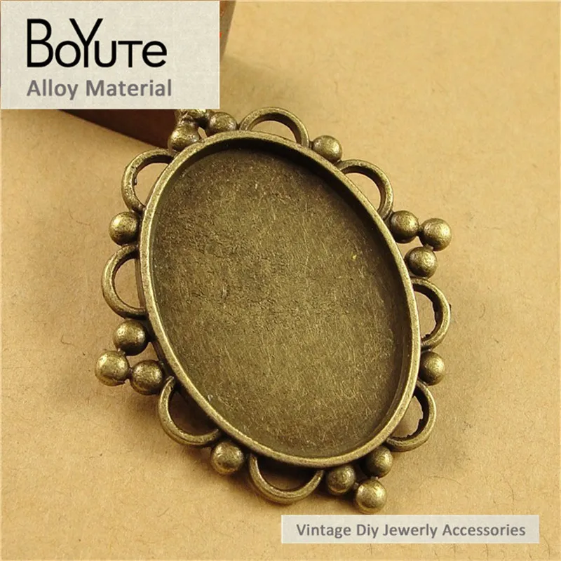 BoYuTe (40 Pieces/Lot) 18*25MM Cabochon Base Jewelry Accessories Parts Antique Bronze Silver Tray Pendant Setting Cameo Diy | Украшения и