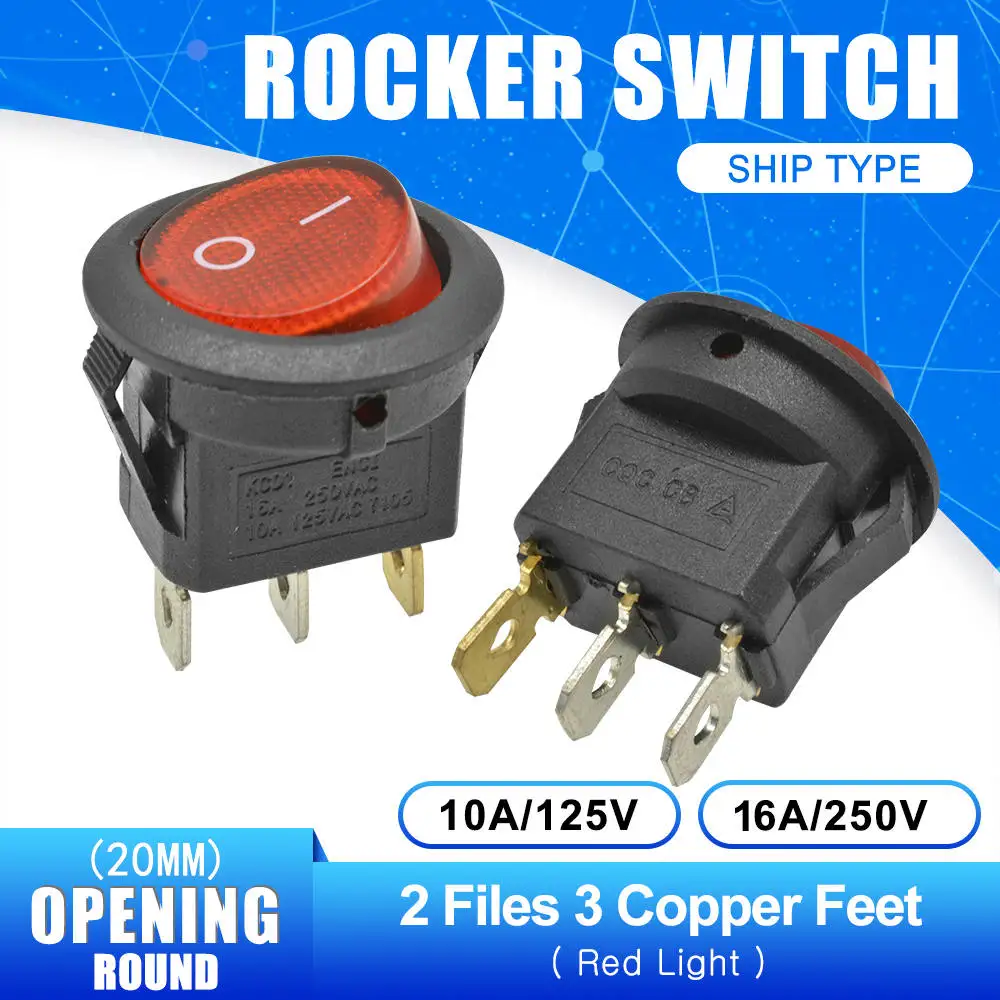 ON-OFF 3 Pin KCD1 кулисный переключатель 2 Pin 3 Pin 4 Pin 20 мм ВКЛ-ВЫКЛ-выкл-ВКЛ круглый лодочный переключатель AC 6A/250 В водонепроницаемый колпачок приборной панели автомобиля - Цвет: ON-OFF 3 Pin