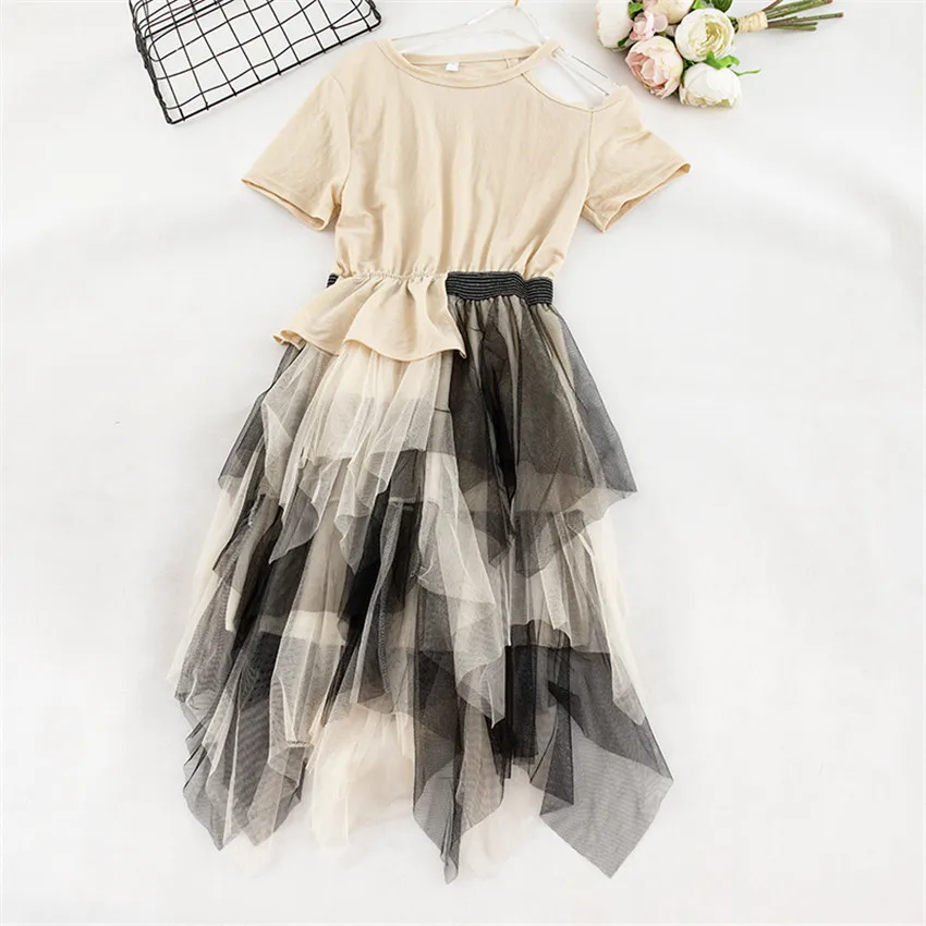 Женское платье с коротким рукавом Элегантное Длинное лоскутное открытыми