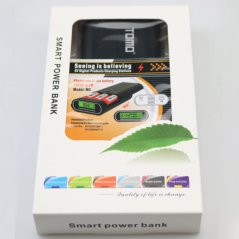 TOMO M3 18650 Внешний аккумулятор зарядное устройство 2 Usb порта 5V2A Зарядка для 3 шт.