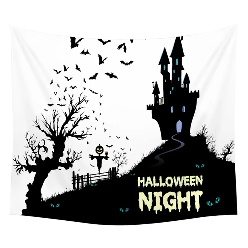 Мультфильм Хэллоуин висит большой гобелен Тыква ведьма метла стены искусства