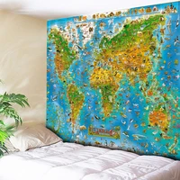 animal and world map tapestry childrens bedroom beding decoration large wall hanging beach throw towel wall carpet