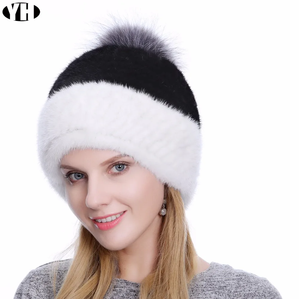 Новинка 2018 модная Брендовая женская зимняя шапка из натурального меха норки