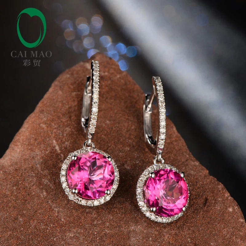 Caimao ювелирные изделия 4.95ct безупречные круглые серьги с топазами 14kt золотые Висячие серьги для Вечерние