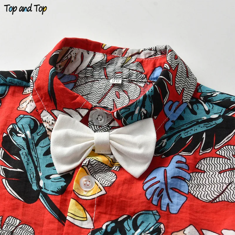 Top and Fashion Beach Style Summer Baby Boys Romper Short Sleeve Gentleman Infant Jumpsuit Newborn Boy Formal Clothes |