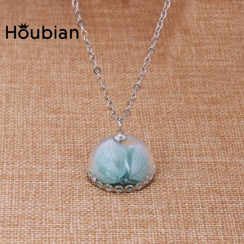 Уникальное ожерелье Houbian из серебряного полусферического стекла с сушеными