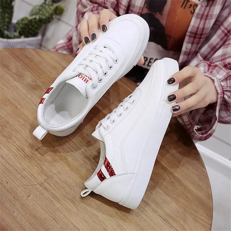 Женские кроссовки на платформе zapatillas mujer Белые Повседневные дышащие с круглым