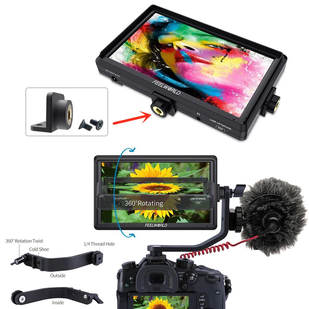 Камера FEELWORLD FW568 5 дюймовый экран 4K HDMI монитор для цифровой зеркальной камеры Full HD
