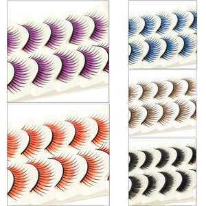 Косметика ICYCHEER Необычные ресницы, разноцветные красные, синие, фиолетовые, коричневые накладные ресницы для наращивания, вечерние, мягкие, ручной работы на Хэллоуин