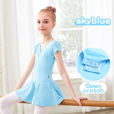 Sky Blue Новое поступление; хлопковое балетное трико для малышей; танцевальное платье для девочек; спортивный костюм; детская одежда для балета; одежда для занятий танцами - Цвет: Sky Blue