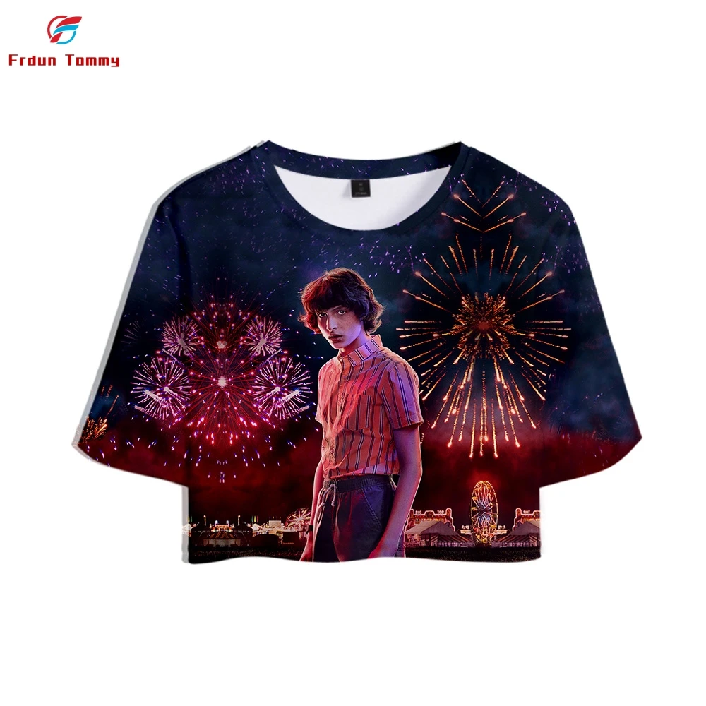 Женская футболка с объемными рисунками Повседневная крутая укороченная Новинка