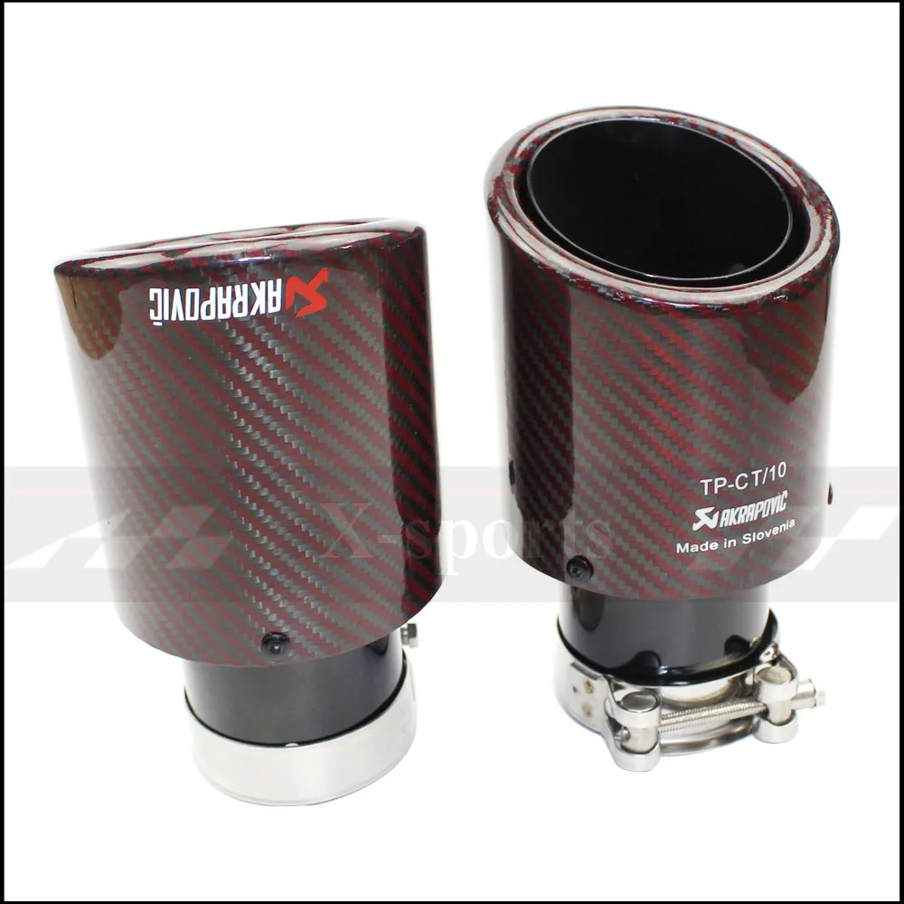 Akrapovic автомобильный Стайлинг выхлопной Хвост красный твил глянцевый карбоновый глушитель наконечник Хвост Конец Универсальный нержавеющая сталь вьющиеся черные