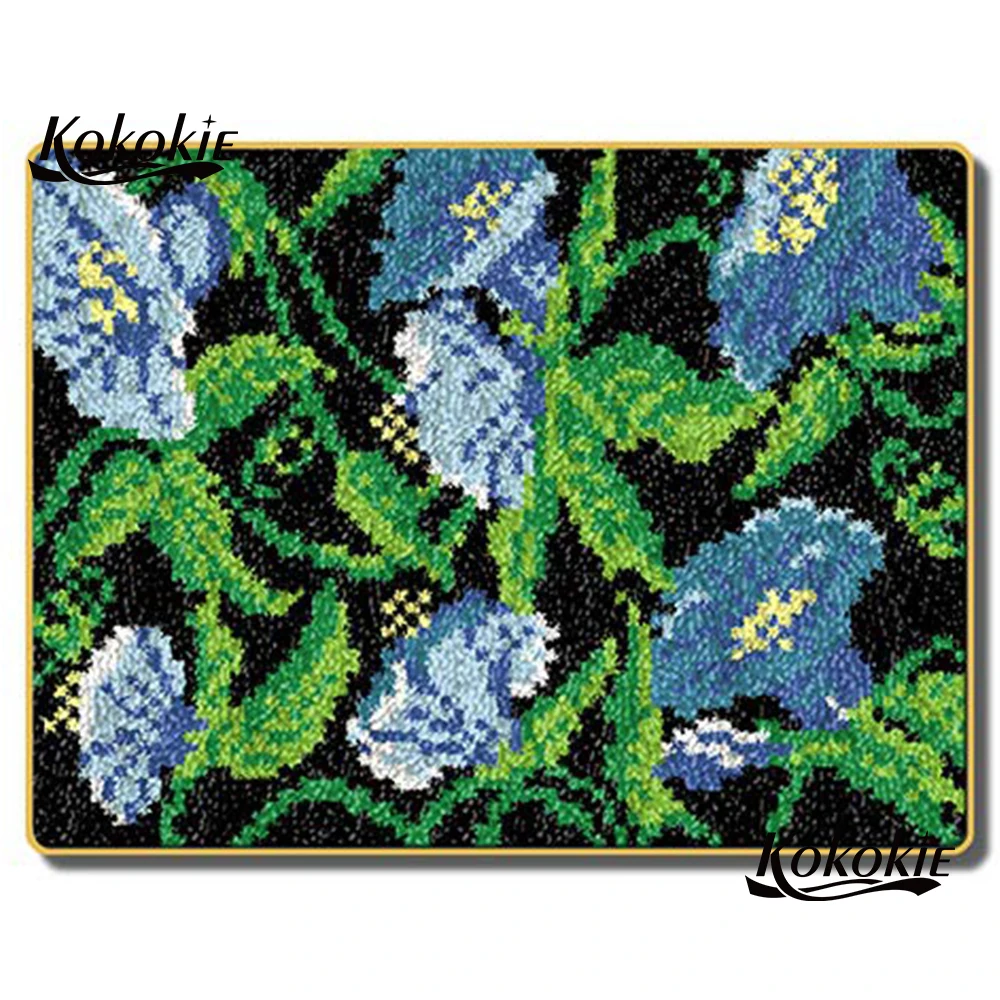 

diy tapijt latch hook rug canvas 3d printing flower handwerken knooppakket crochet needle for carpet embroidery Handmade decor